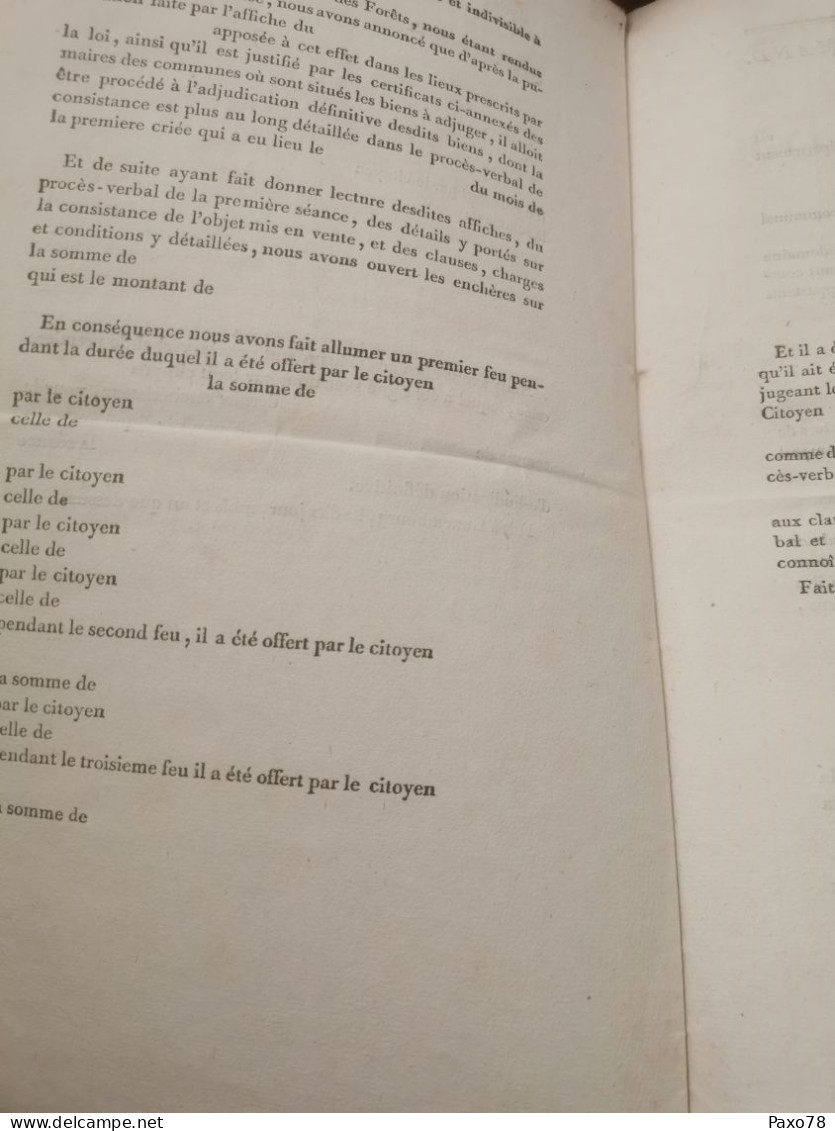 Revente A La Folle Enchere De Biens Nationaux, An 7. Fait à Luxembourg - ...-1852 Prefilatelia