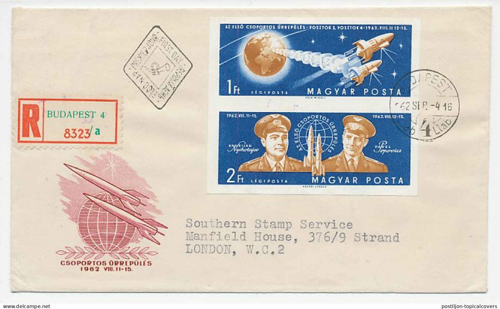Registered Cover / Postmark Rumania 1962 Spaceship - Wostok 3 / 4 - Astronomy