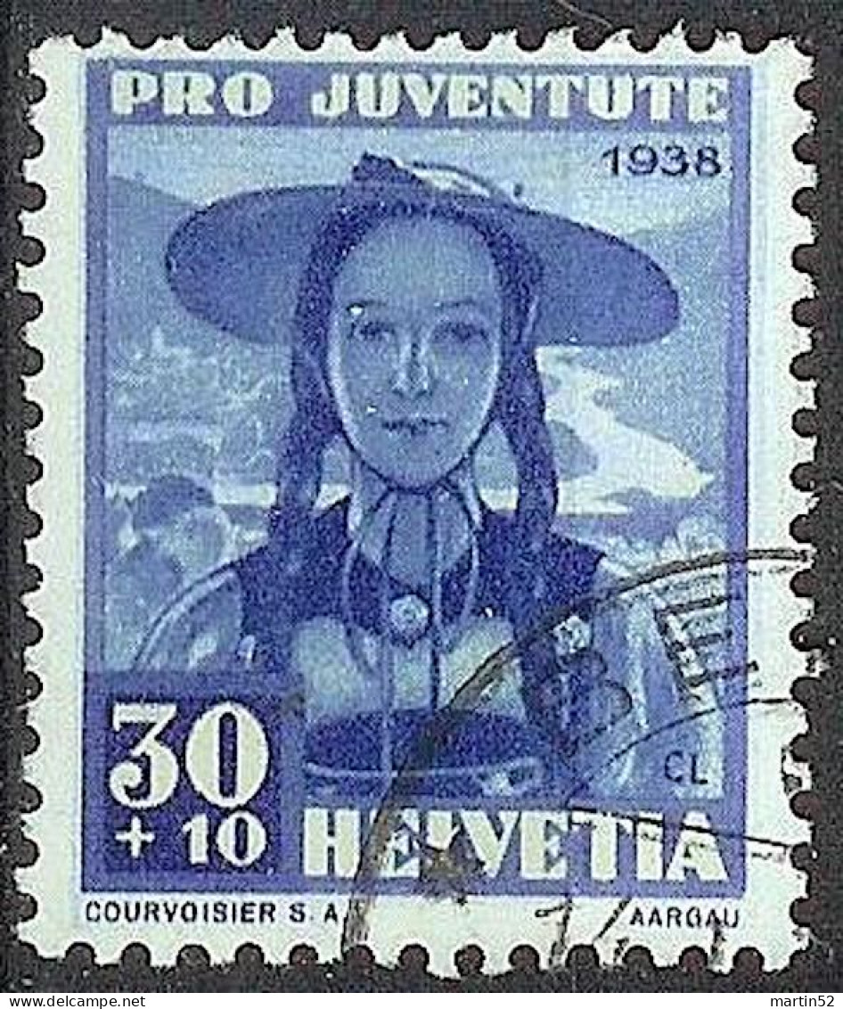 Schweiz Suisse Pro Juventute 1938: AARGAU Zu WI 88 Mi 334 Yv 319 Mit Eck-Stempel BERN 14.I.39 (Zumstein CHF 11.00) - Gebraucht