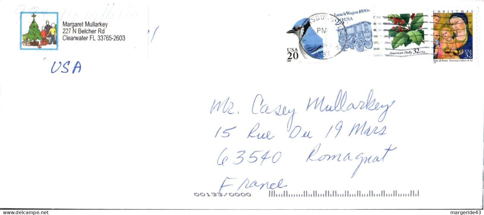 USA ETATS UNIS AFFRANCHISSEMENT COMPOSE SUR LETTRE DE PETERSBURG POUR LA FRANCE 1991 - Lettres & Documents