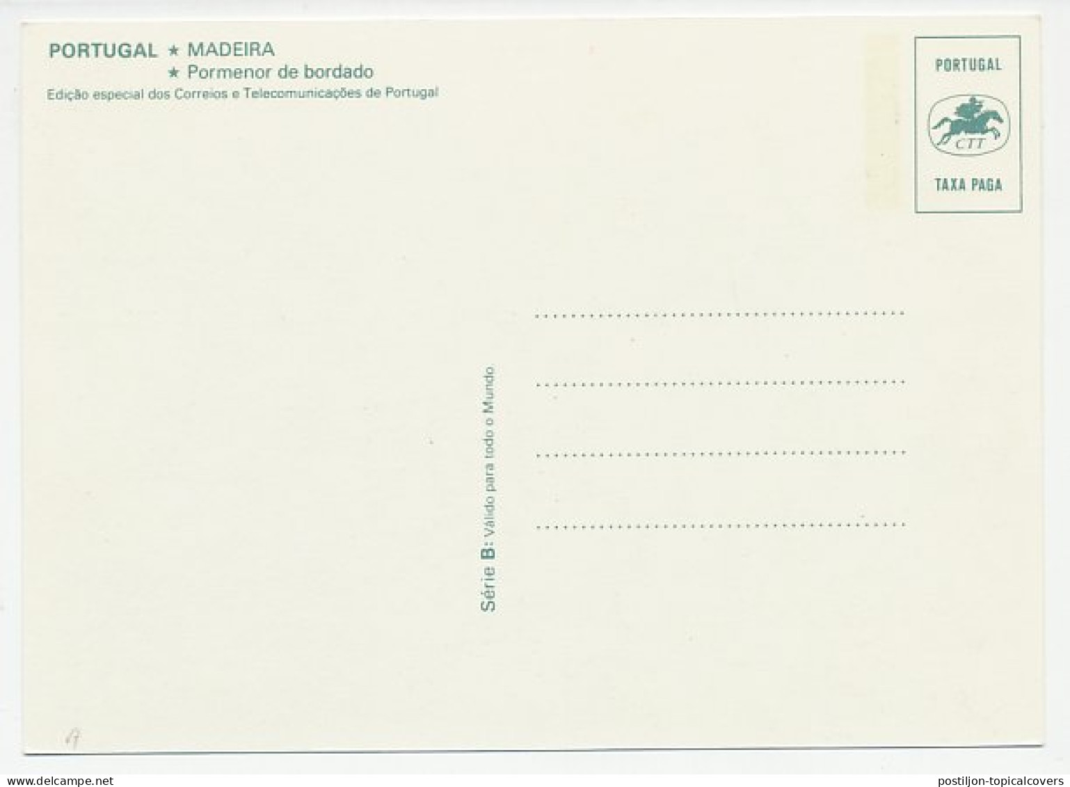 Postal Stationery Portugal 1980 Lace - Textiles