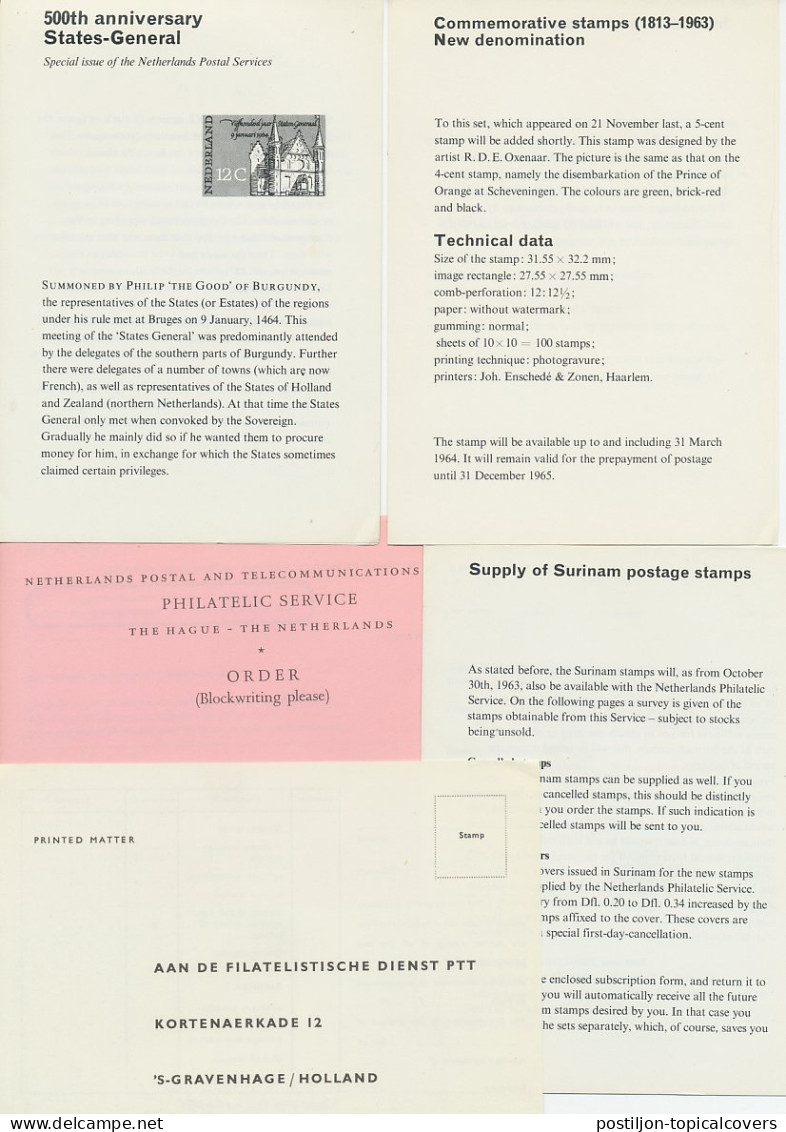 PTT Introductiefolder ( Engels ) Em. Staten Generaal 1964 - Zonder Classificatie