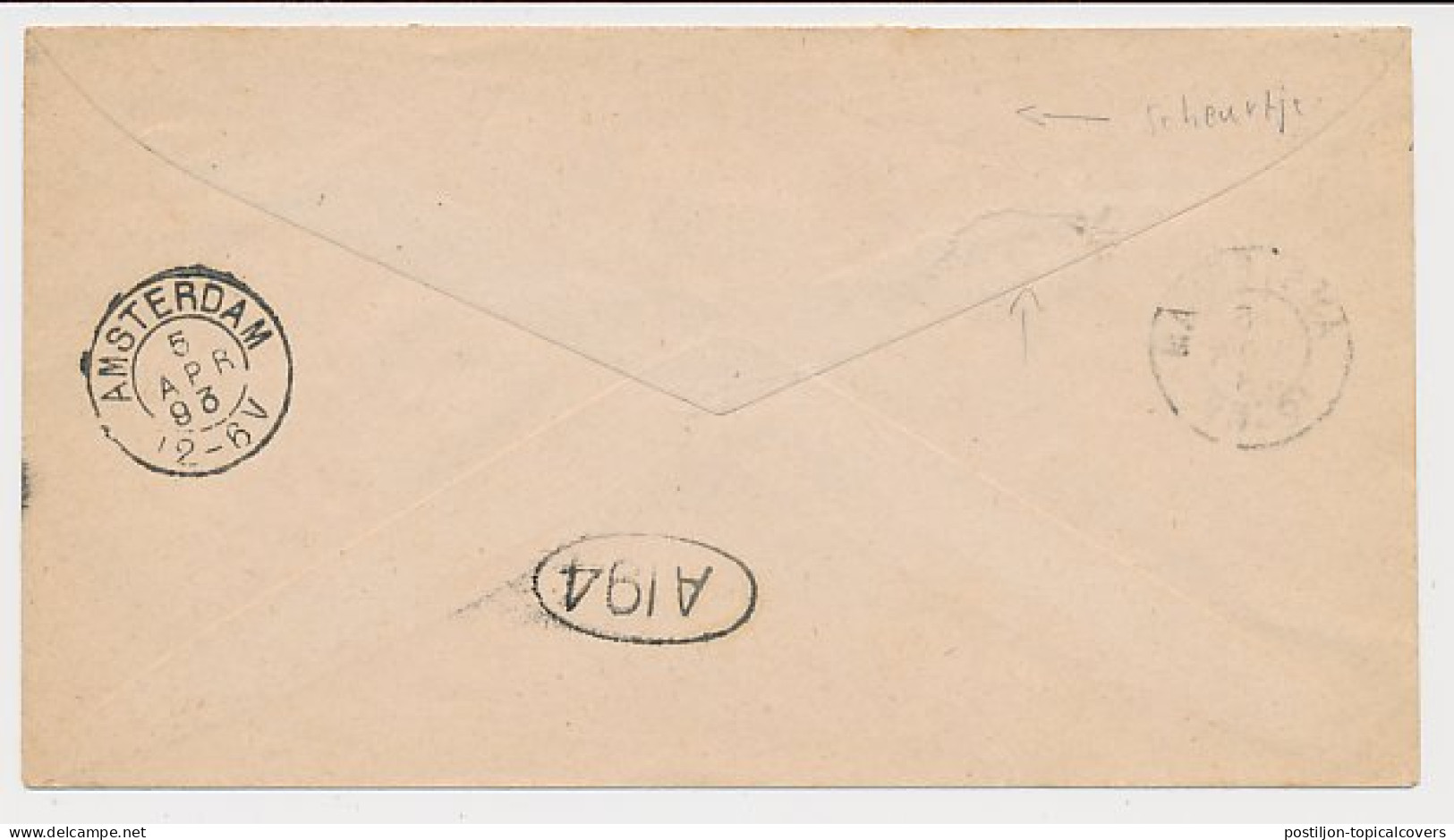 Envelop G. 4 Particulier Bedrukt Locaal Te Amsterdam 1893 - Material Postal