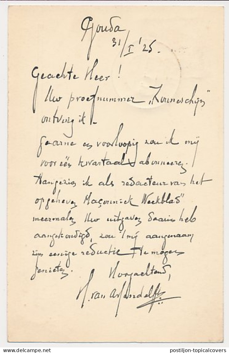 Briefkaart Gouda 1925 - Assendelft Oud Predikant - Sin Clasificación