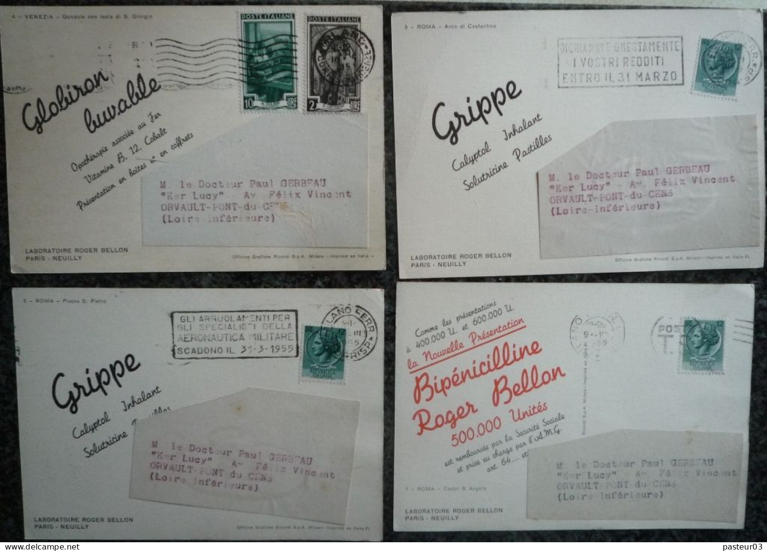 Lot De 95 Cartes Postales Laboratoires Roger BELLON Paris Neuilly Vues D'Italie - Werbepostkarten