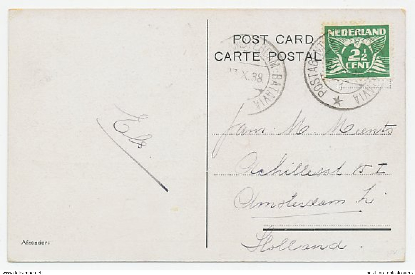 Postagent Amsterdam - Batavia 1938 : Naar Amsterdam - Zonder Classificatie