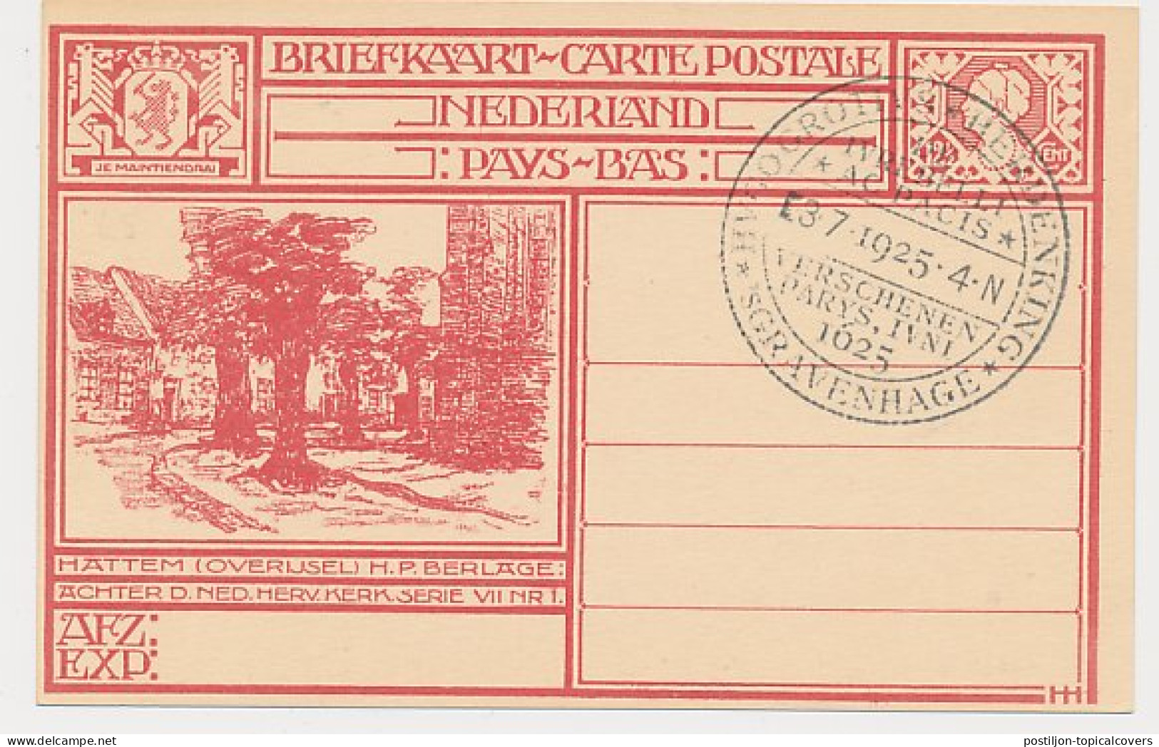 Briefkaart G. 199 K ( Hattem ) Hugo Grotius Herdenking 1925 - Entiers Postaux