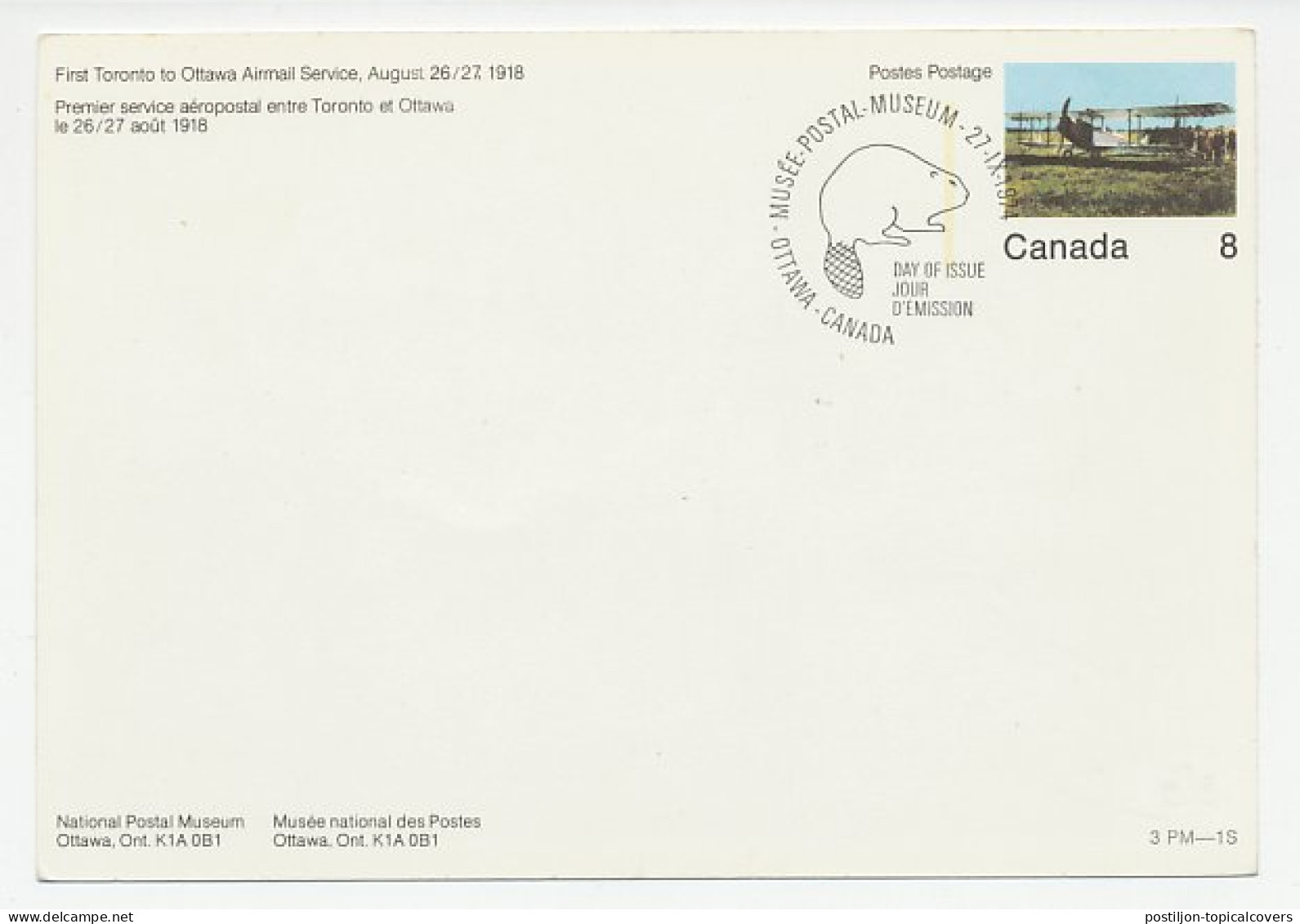 Postal Stationery Canada 1974 Airplane - Toronto - Ottawa Airmail Service - Flugzeuge