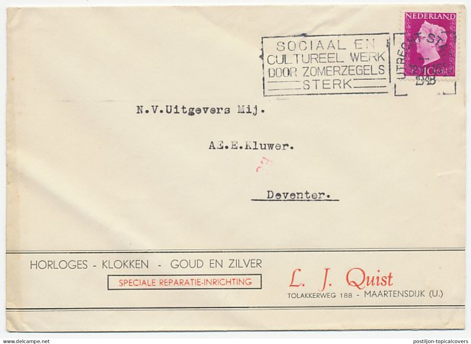Firma Envelop Maartensdijk 1948 - Horloge / Klokken / Goud - Non Classés