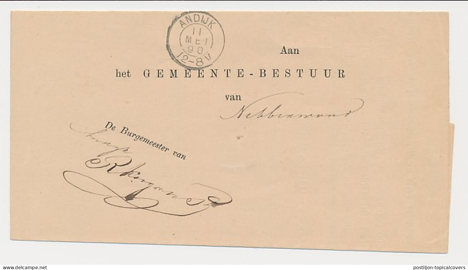 Kleinrondstempel Andijk 1890 - Non Classés