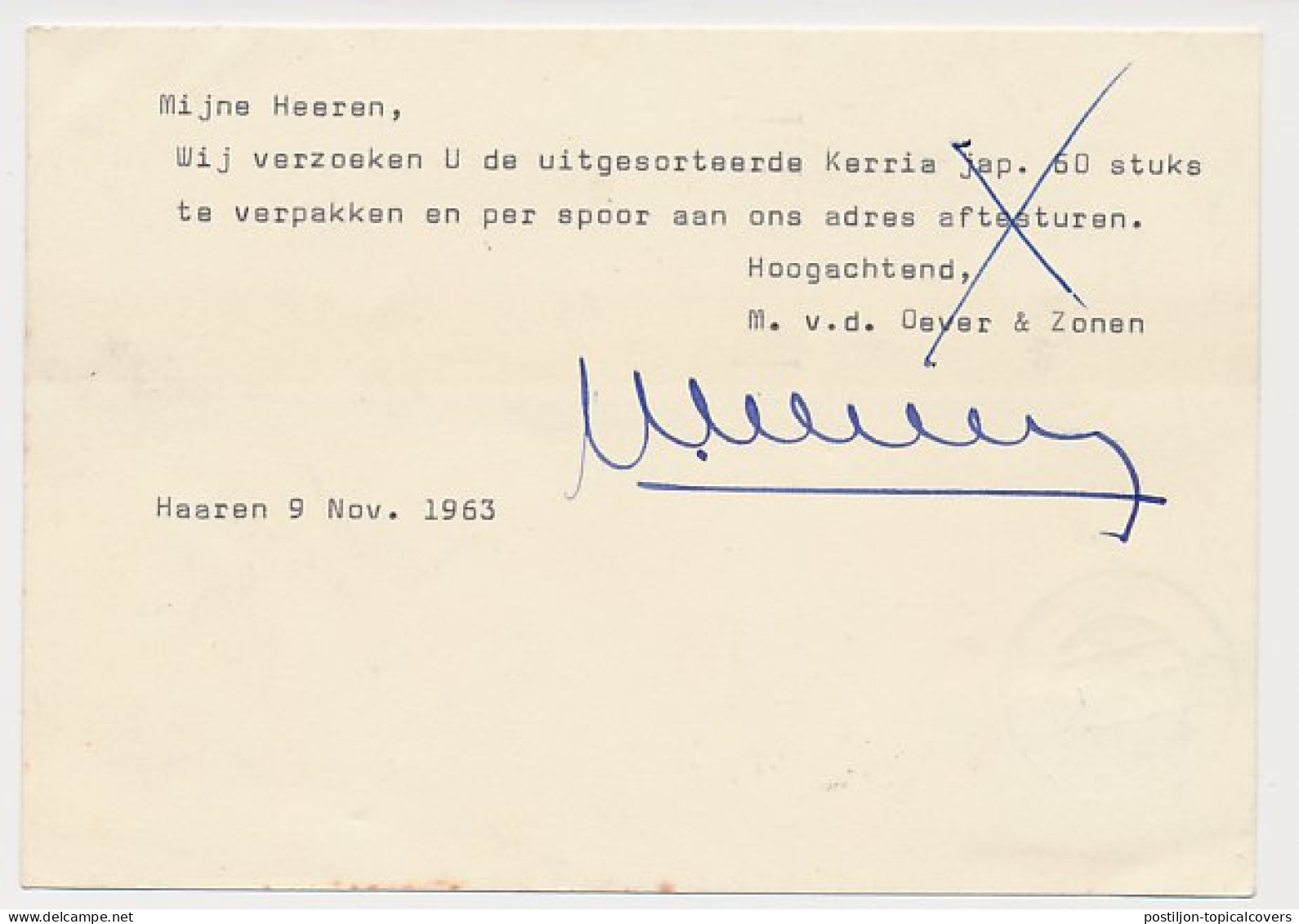 Firma Briefkaart Haaren 1963 - Boomkwekerij  - Zonder Classificatie