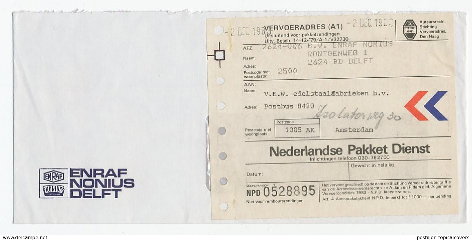 Delft - Amsterdam 1983 - Stakingspost Ned. Pakket Dienst - Zonder Classificatie