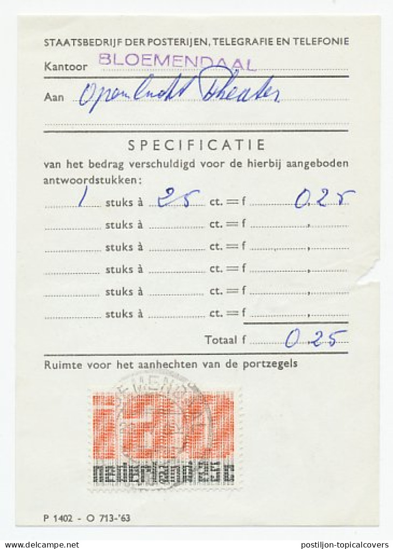 Em. I.A:O 1969 Port Specificatie Formulier Bloemendaal - Zonder Classificatie