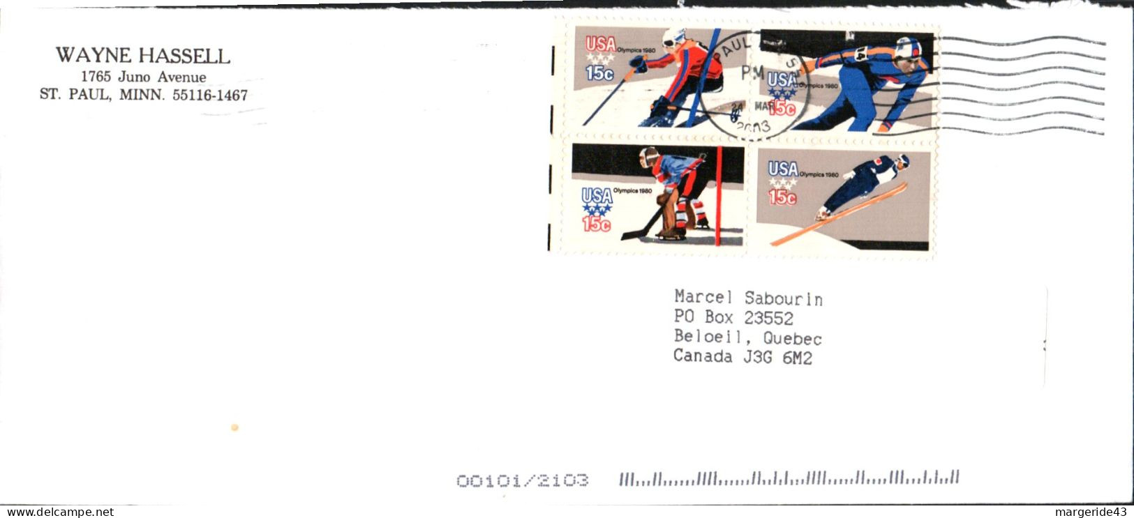 USA ETATS UNIS AFFRANCHISSEMENT COMPOSE SUR LETTRE DE SAINT PAUL POUR LA FRANCE 2003 - Storia Postale