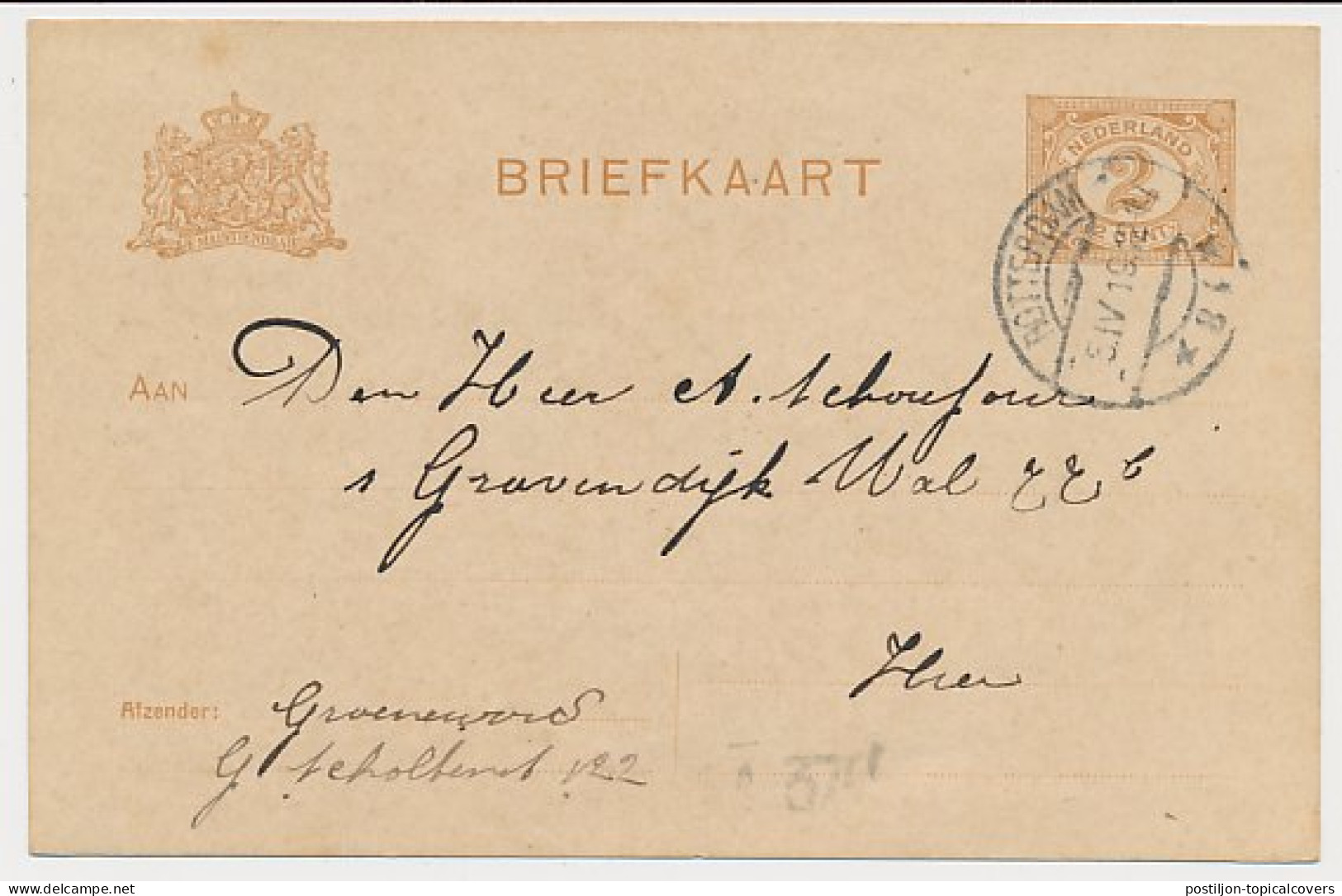 Briefkaart G. 88 A II Locaal Te Rotterdam 1919 - Entiers Postaux