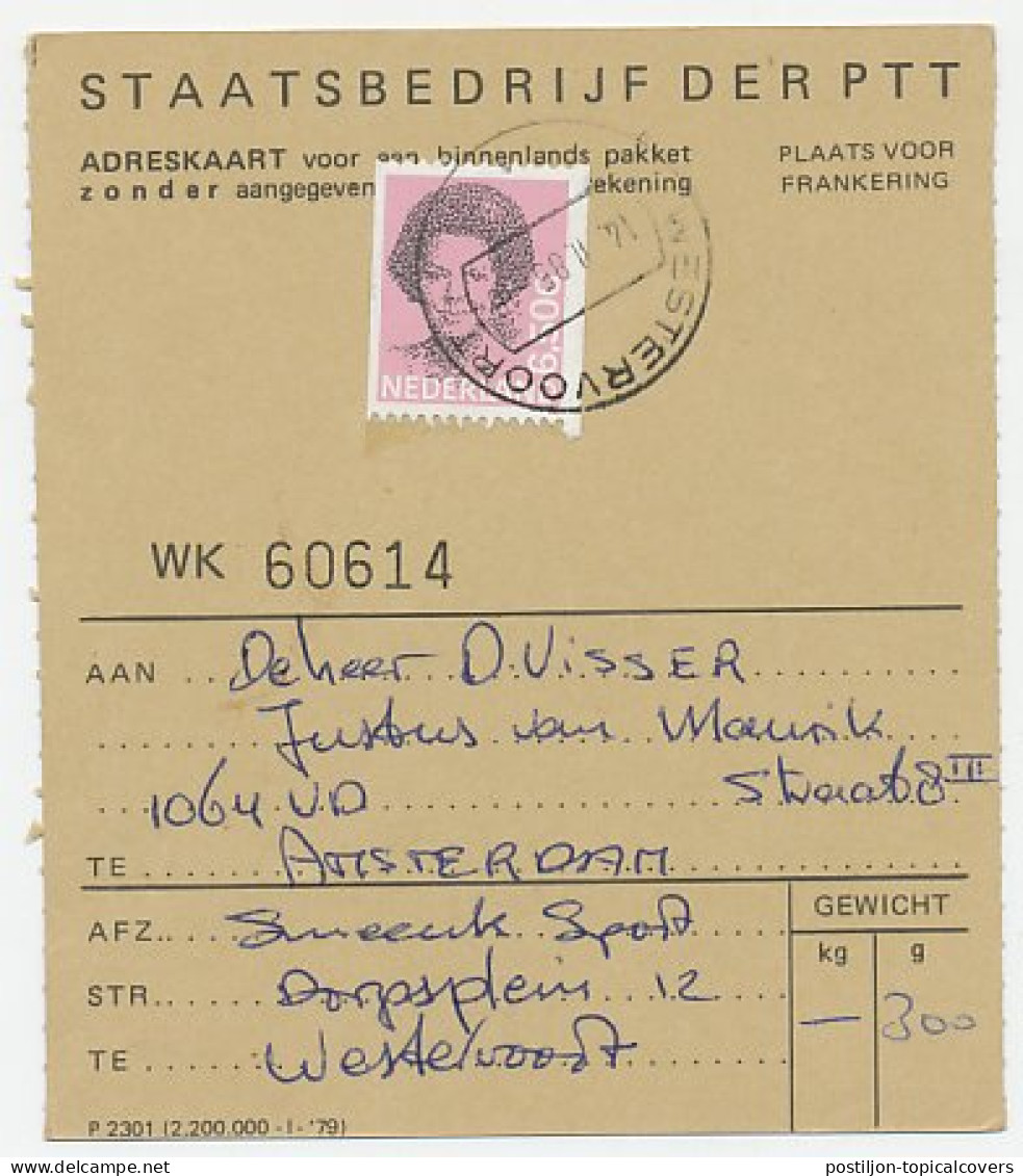 Em. Beatrix Adreskaart Westervoort - Amsterdam 1985 - Non Classificati