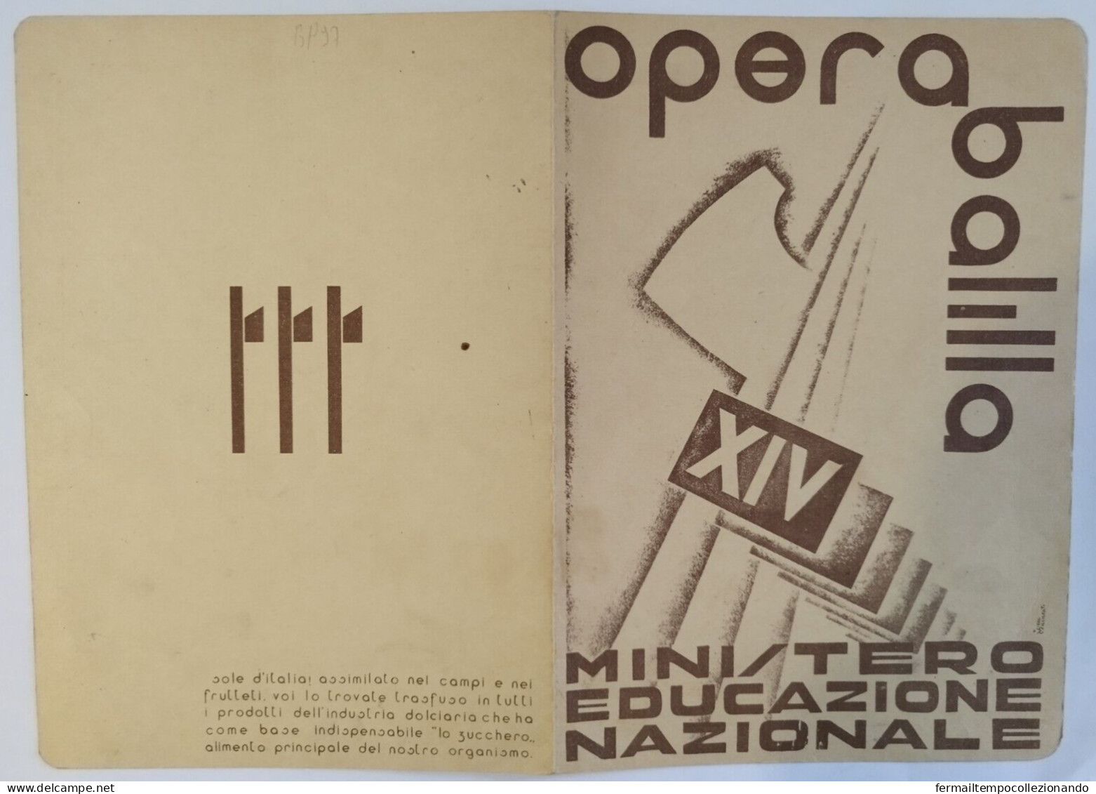 Bp98 Pagella Fascista Opera Balilla Regno D'italia Bernalda Matera 1936 - Diplômes & Bulletins Scolaires