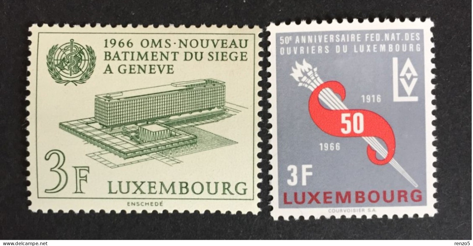 1966 Luxembourg - OMS Geneve Organization, 50th Anniversary Of The Luxembourg Worker's Union - Unused - Ungebraucht