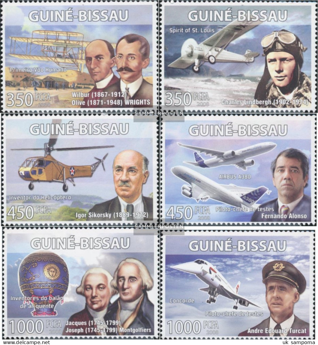Guinea-Bissau 3923-3928 (complete. Issue) Unmounted Mint / Never Hinged 2008 Pioneers The Aviation - Guinée-Bissau