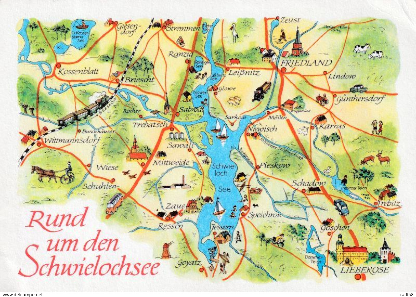 1 Map Of Germany * Ansichtskarte Mit Der Landkarte - Rund Um Den Schwielochsee - Dieser See Liegt In Brendenburg * - Cartes Géographiques