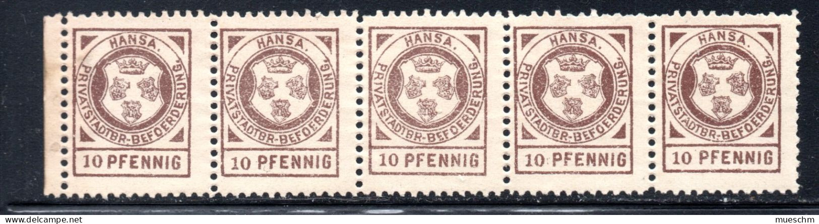 Deutschland/Privatpost, 1894, Königsberg/HANSA , Waagr.5er-Streifen Von MiNr.3 (19858E) - Privatpost