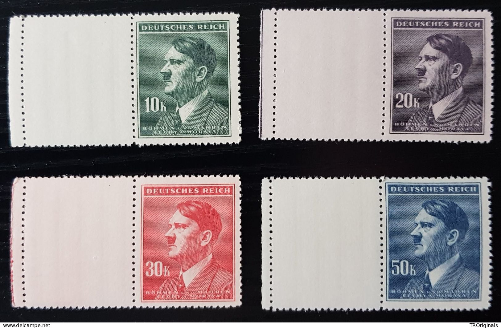 GERMANY THIRD 3rd REICH BOHEMIA OCC. HITLER HIGH VALUE STAMPS 10h, 20h, 30h, 50h 1942 MNH - Besetzungen 1938-45