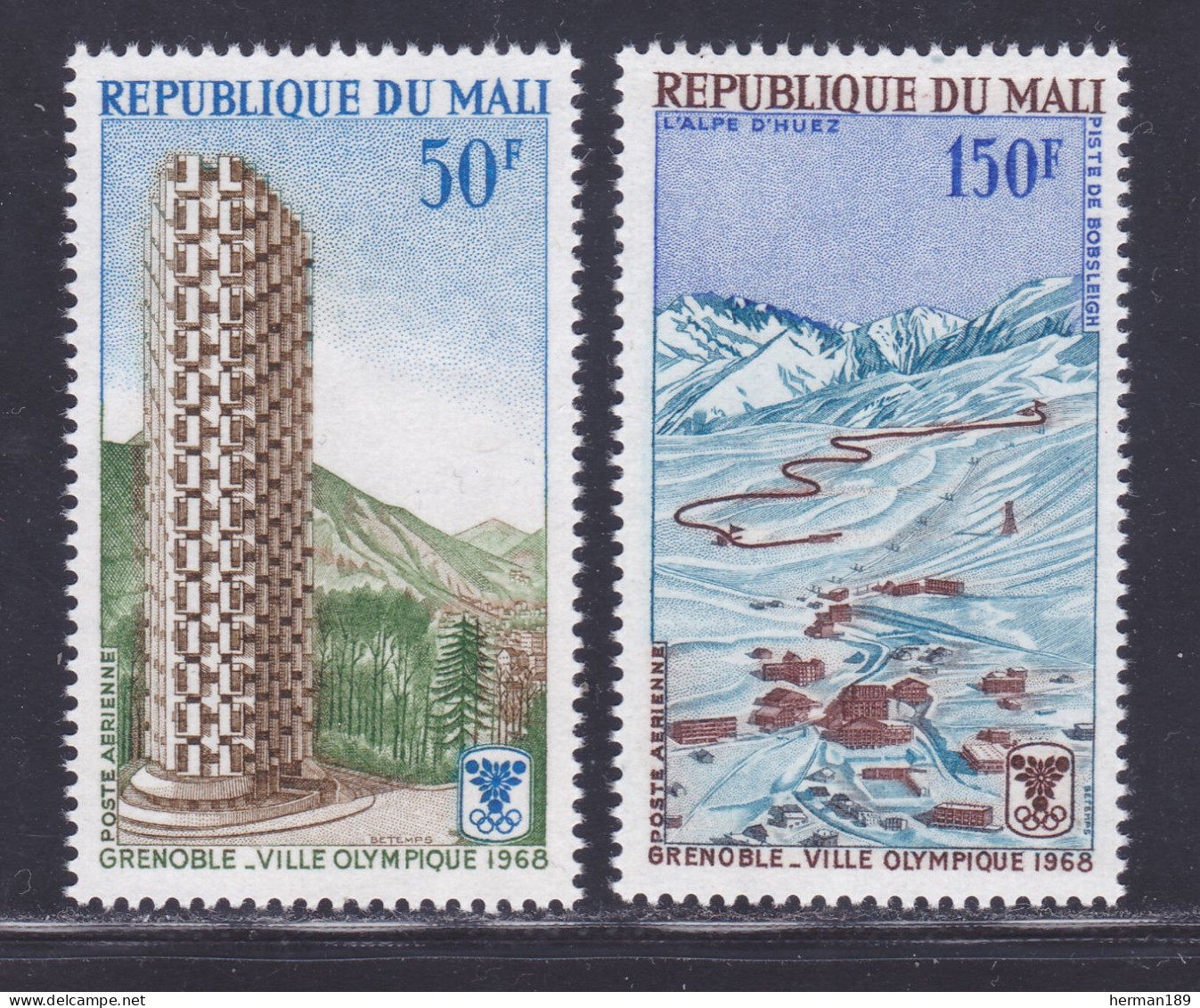 MALI AERIENS N°   53 & 54 ** MNH Neufs Sans Charnière, TB (D7774) Jeux Olympiques Grenoble - 1968 - Mali (1959-...)