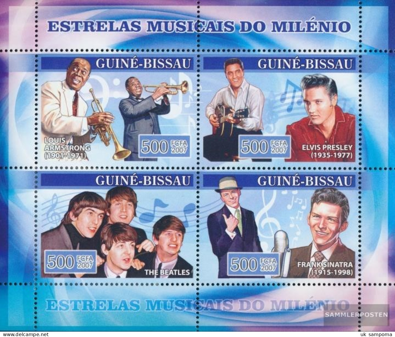 Guinea-Bissau 3496-3499 Sheetlet (complete. Issue) Unmounted Mint / Never Hinged 2007 Armstrong, Presley, Beatles, Sinat - Guinée-Bissau