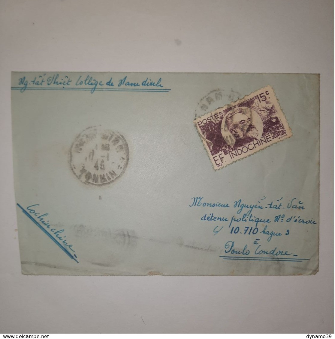 03K6 TRES RARE - ANCIENNE LETTRE ENVELOPPE INDOCHINE 1945 VERS BAGNE POULO CONDORE - Andere-Azië