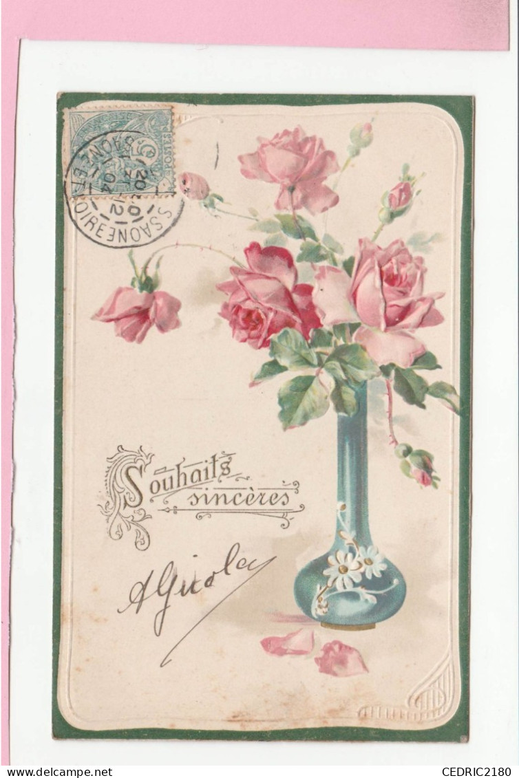 CARTE SOUHAITS SINCERES FLEURS GAUFREE - Blumen