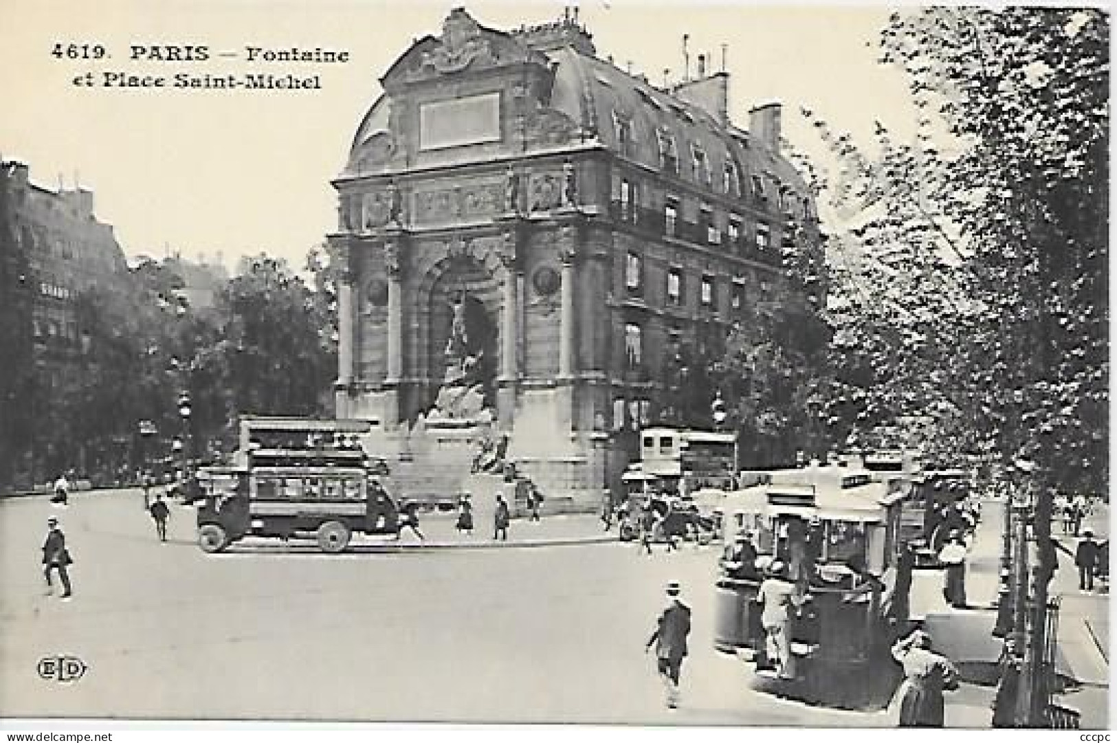 CPA Paris Fontaine Et Place Saint-Michel - Arrondissement: 06