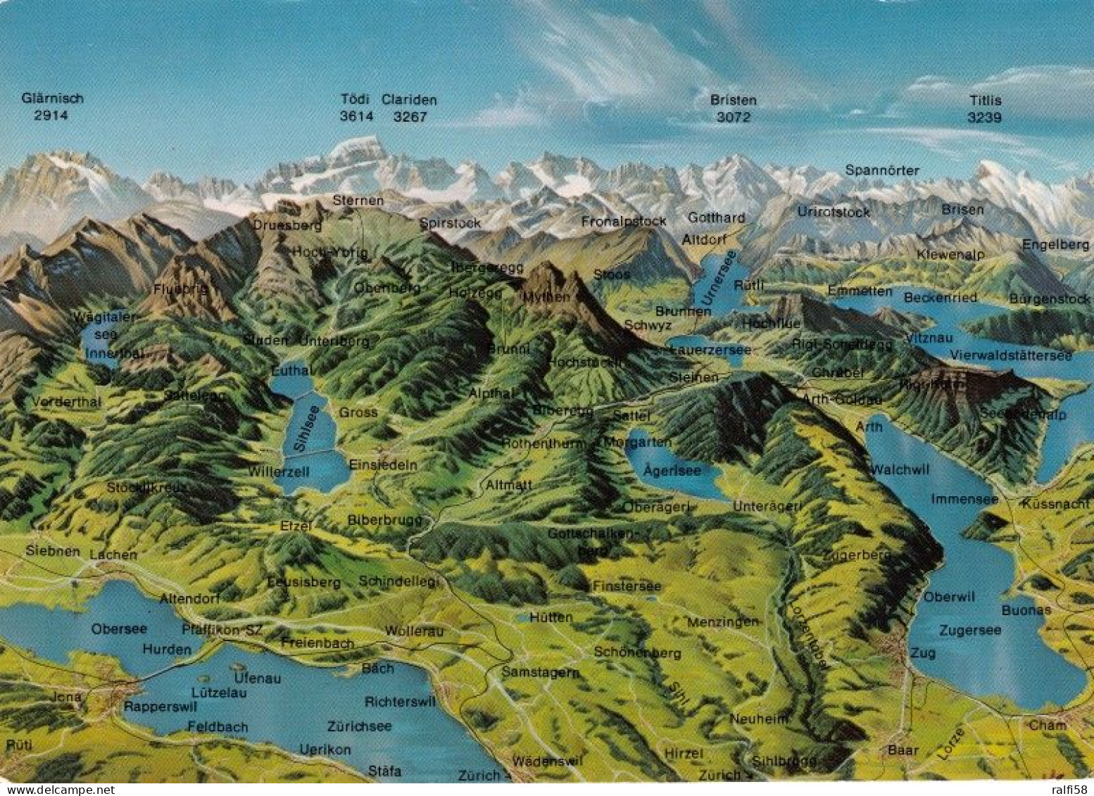 1 Map Of Switzerland * 1 Ansichtskarte Mit Der Landkarte - Die Zentral Schweiz * - Cartes Géographiques