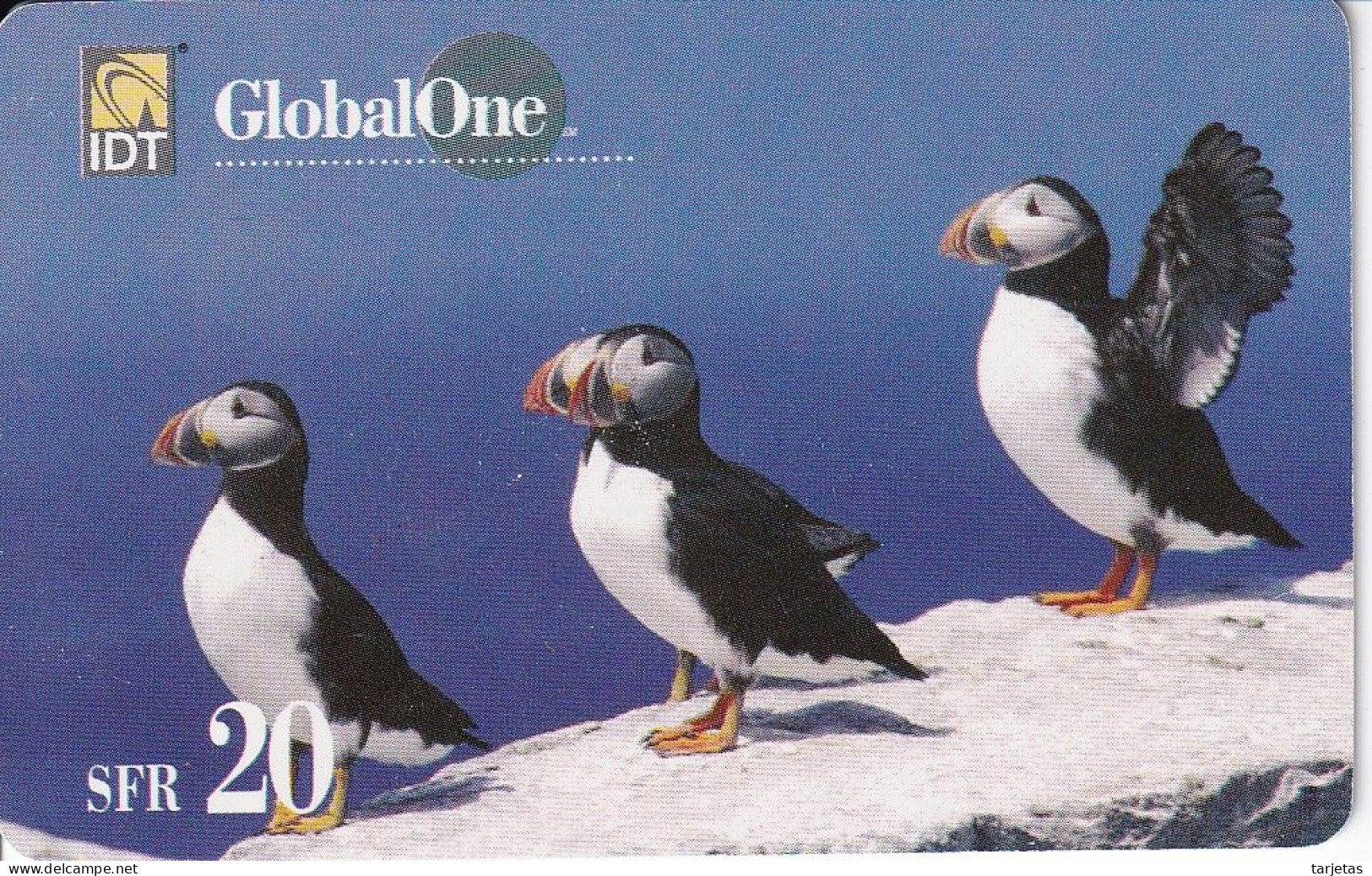 TARJETA DE SUIZA DE GLOBAL ONE DE UNOS FRAILECILLOS - PUFFIN (PAJARO-BIRD) - Suiza