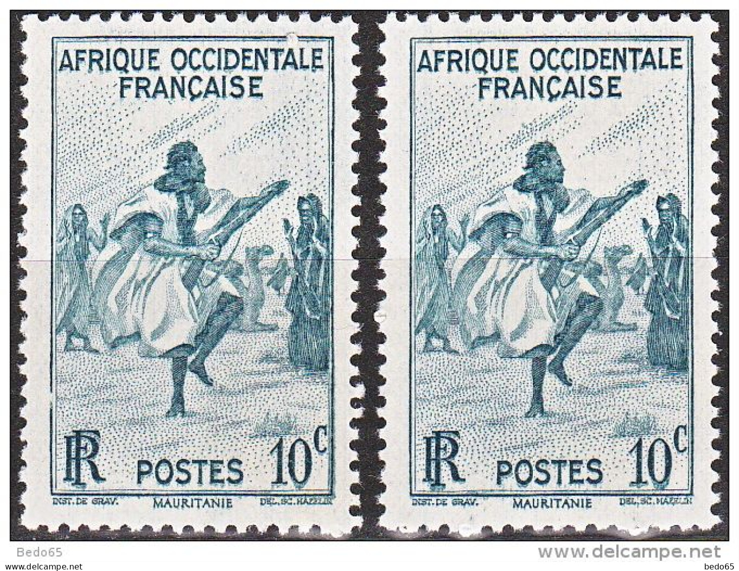 AOF  N ° 24a BLEU-VERT VARIETEE CADRE BRISE NEUF** TTB / MNH - Unused Stamps