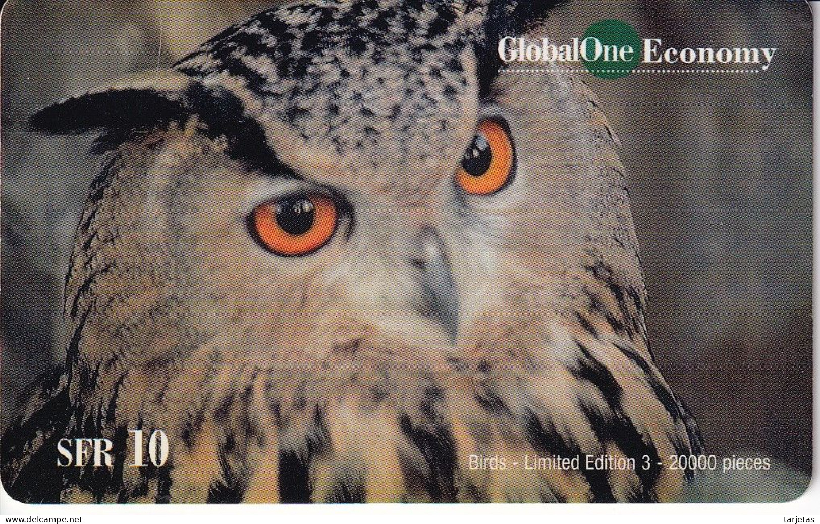 TARJETA DE SUIZA DE GLOBAL ONE DE UN BUHO (PAJARO-BIRD) OWL-CHOUETTE - Suiza