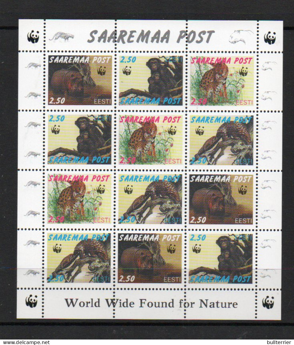 RUSSIA LOCALS - SAAREMAA POST  - WWF SET OF 4 IN SHEETLET OF 12  MINT NEVER HINGED - Otros & Sin Clasificación