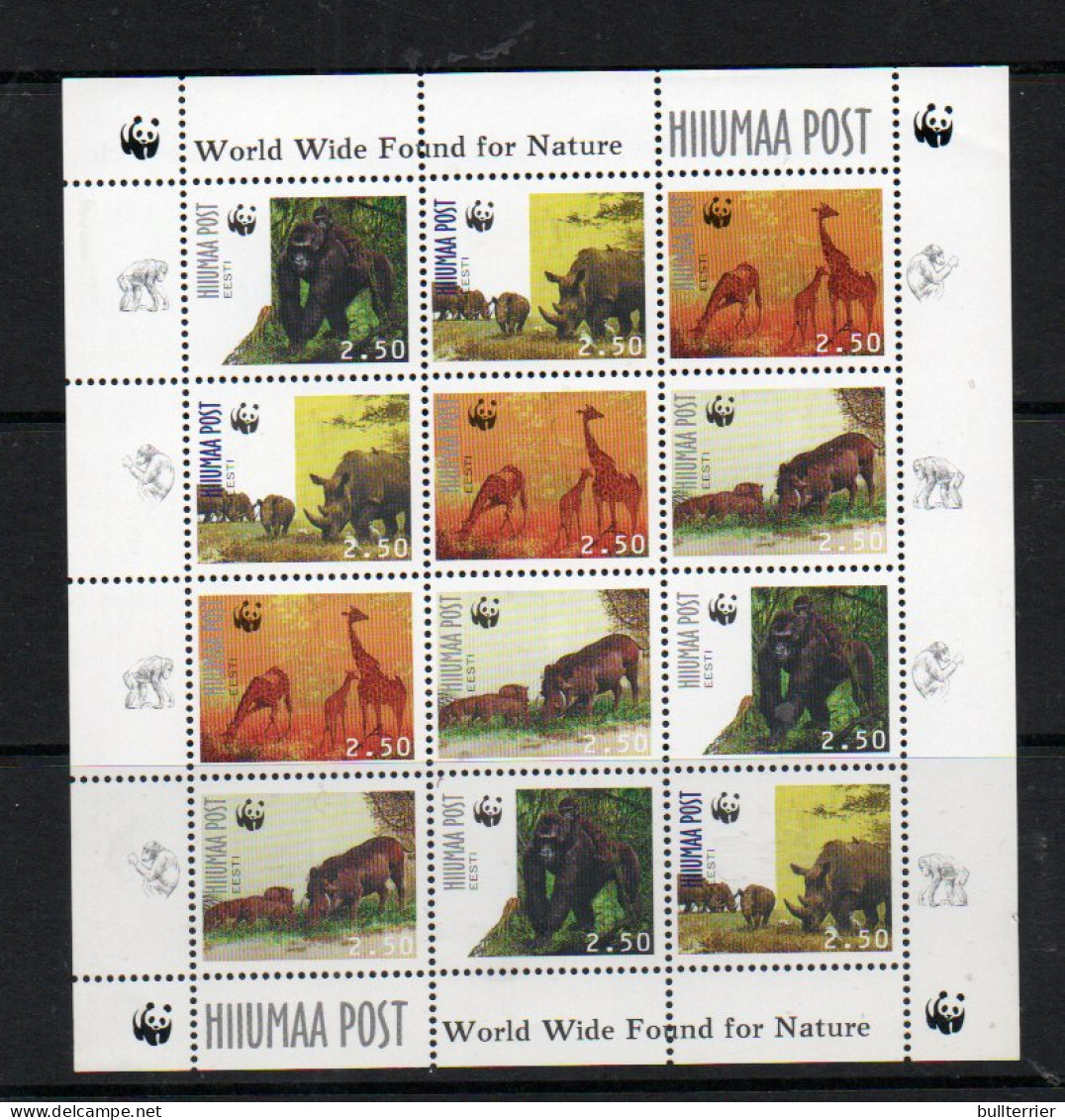 RUSSIA LOCALS - HIIUMAA POST  - WWF SET OF 4 IN SHEETLET OF 12  MINT NEVER HINGED - Altri & Non Classificati