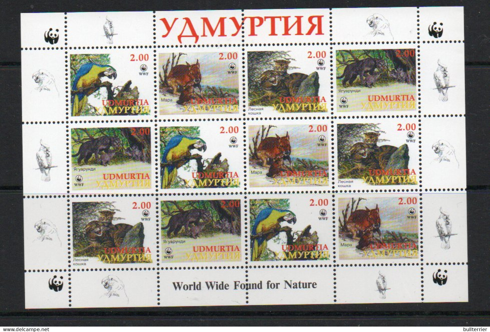 RUSSIA LOCALS -UDMURTIA - WWF SET OF 4 IN SHEETLET OF 12  MINT NEVER HINGED - Autres & Non Classés