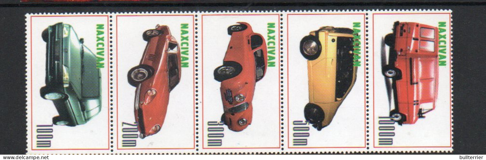 RUSSIA LOCALS - NAXCIVAN - MOTOR CARS STRIP OF 5  MINT NEVER HINGED - Otros & Sin Clasificación