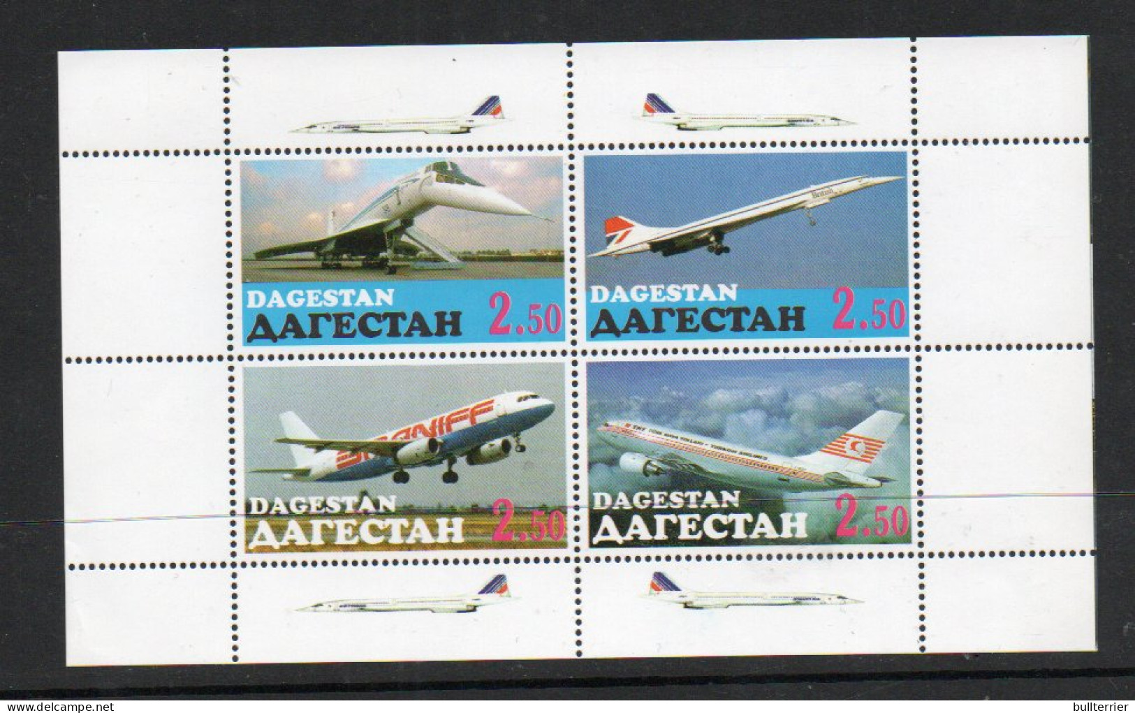 RUSSIA LOCALS - DAGESTAN - AVIATION/CONCORDE SHEETLET OF 4 MINT NEVER HINGED - Other & Unclassified