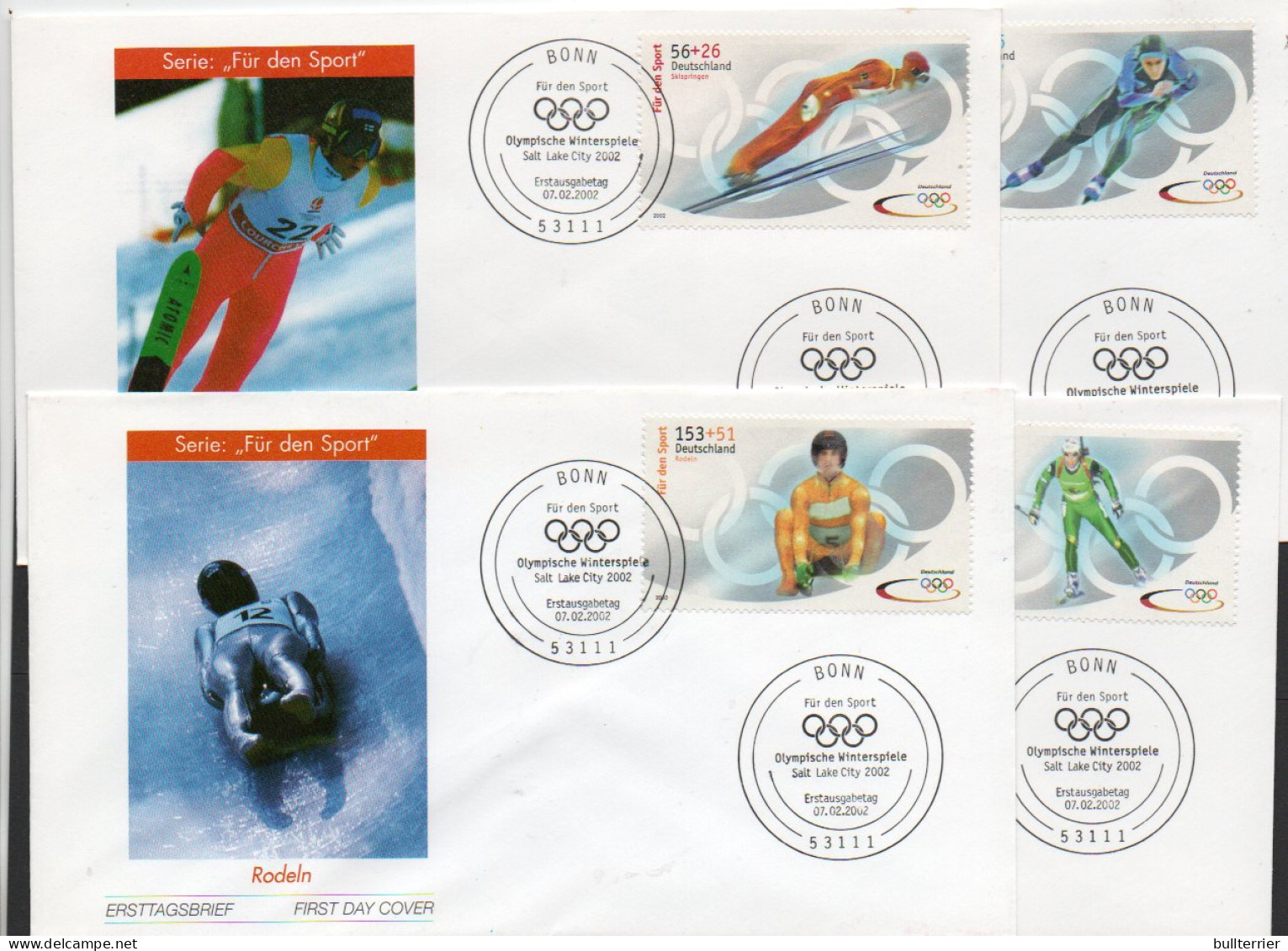 OLYMPICS- GERMANY - 2002 - SALT LAKE CITY OLYMPICS SET OF 4 ILLUSTRATED FDCS ,SG £12.40 - Invierno 2002: Salt Lake City
