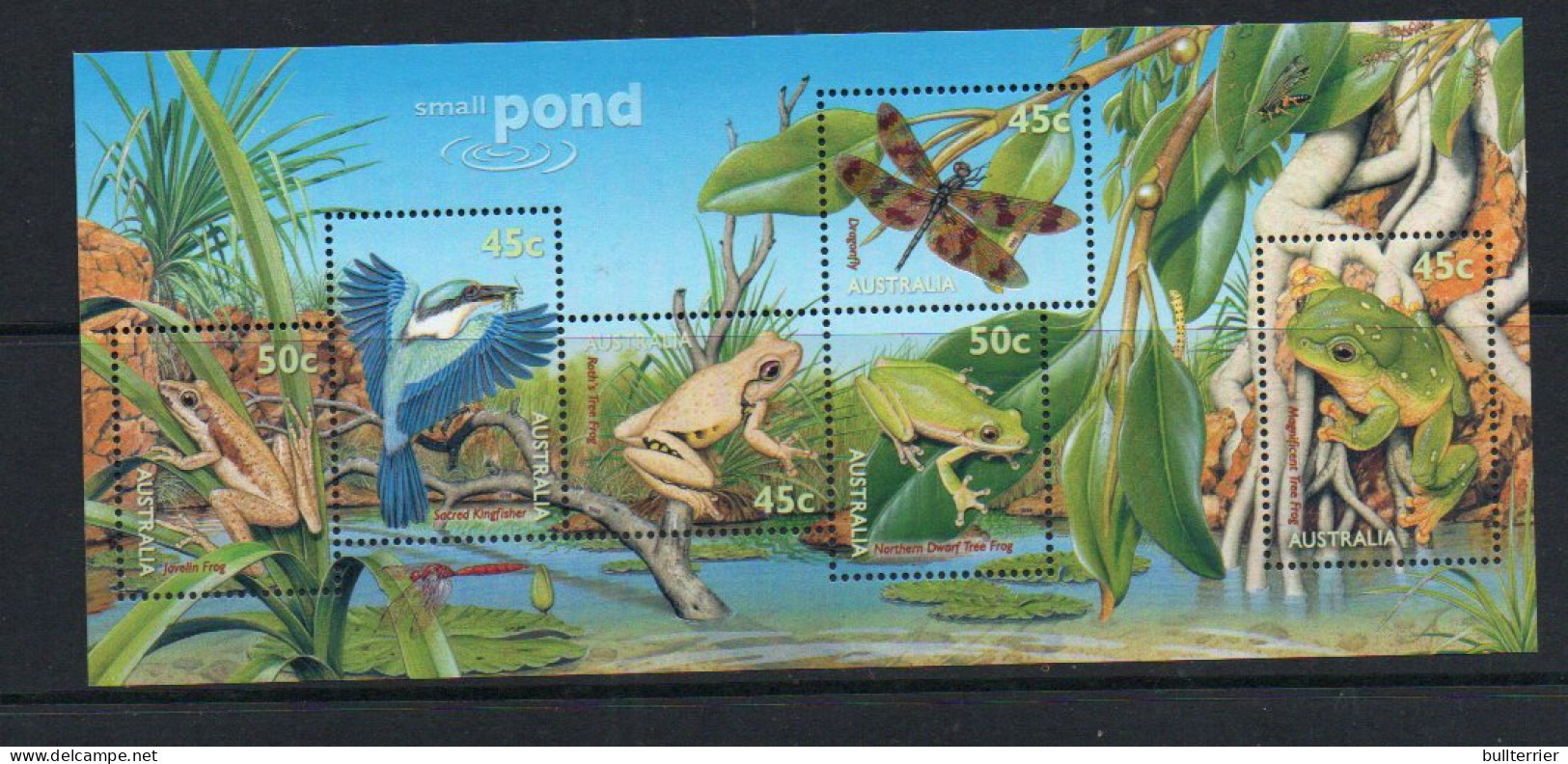 REPTILES & AMPHIBIANS - AUSTRALIA -POND LIFE  SOUVENIR SHEET  MINT NEVER HINGED - Frogs