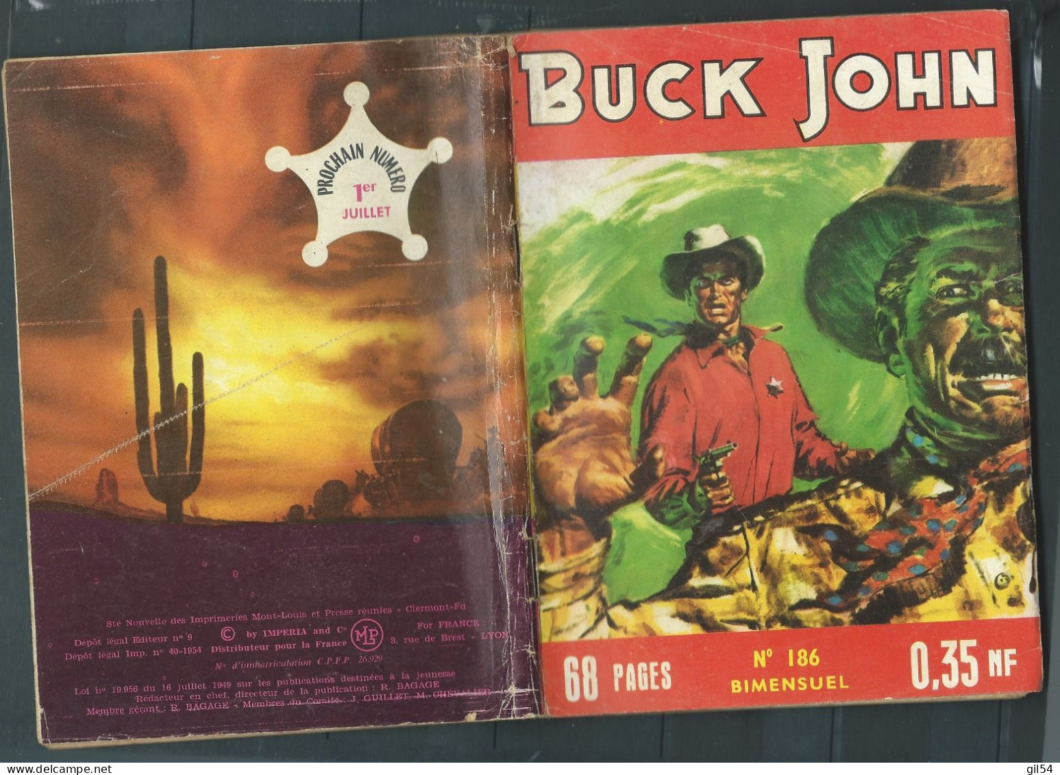 Bd " Buck John   " Bimensuel N° 186 "  Et L'or Du Wells Fargo   , DL  N° 40  1954 - BE-   BUC 0704 - Formatos Pequeños