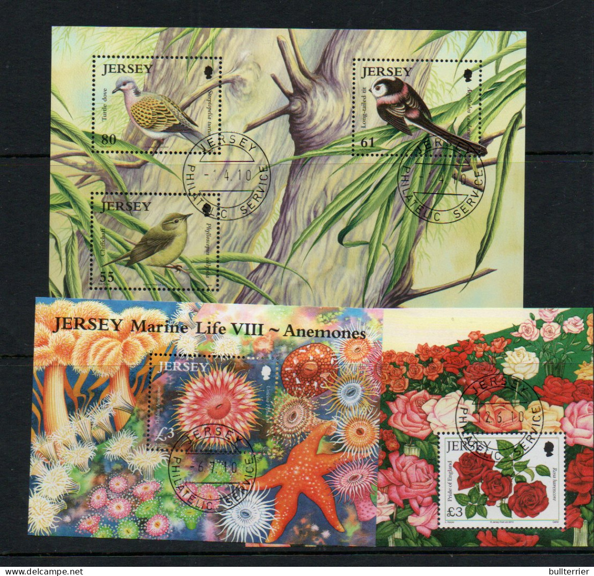 JERSEY - 2010 - BIRDS, ANENOMES AND ROSES S/SHEETS FINE USED  - Jersey