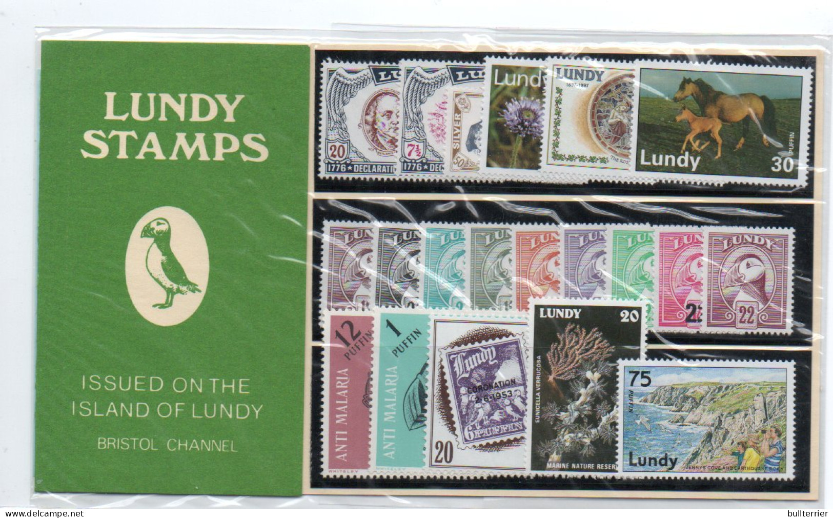 GB ( LUNDY)  SELECTIONS OF MINT ISSUES IN PACKS ( 46 STAMPS) ORIGINAL COST £19 - Emissions Locales