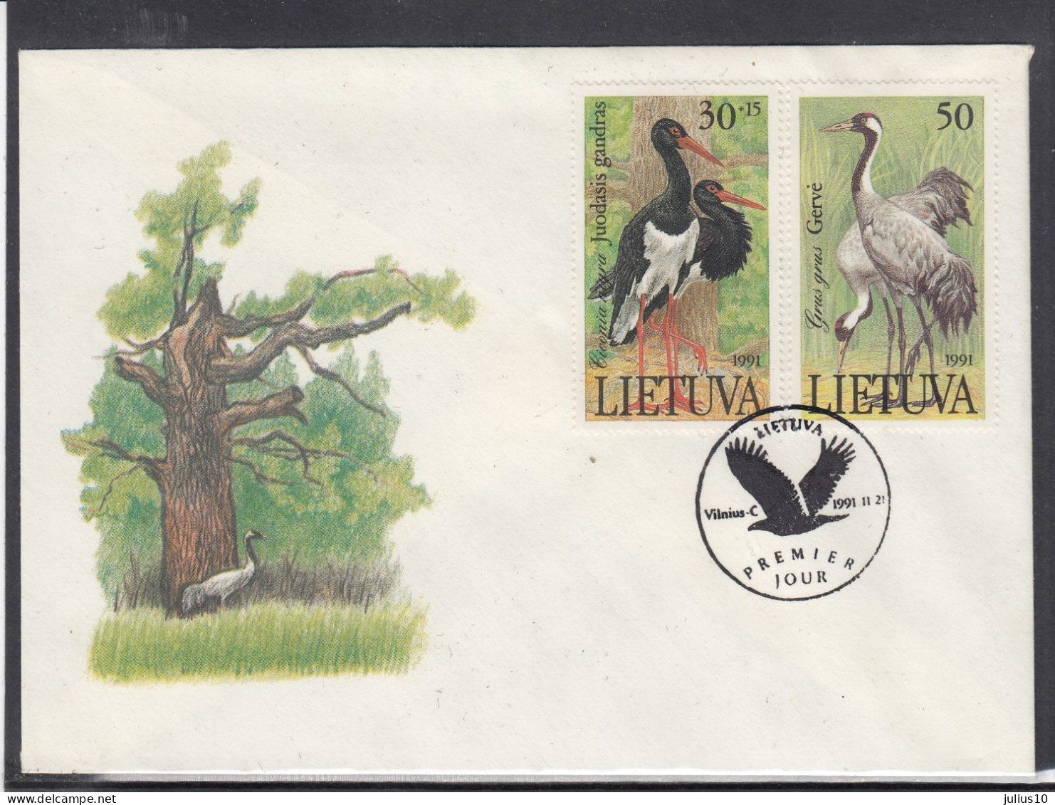 LITHUANIA 1991 Birds FDC Mi 489-490 #LTV252 - Lituania