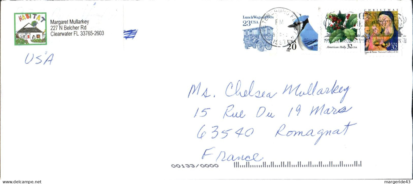 USA ETATS UNIS AFFRANCHISSEMENT COMPOSE SUR LETTRE POUR LA FRANCE 1991 - Cartas & Documentos