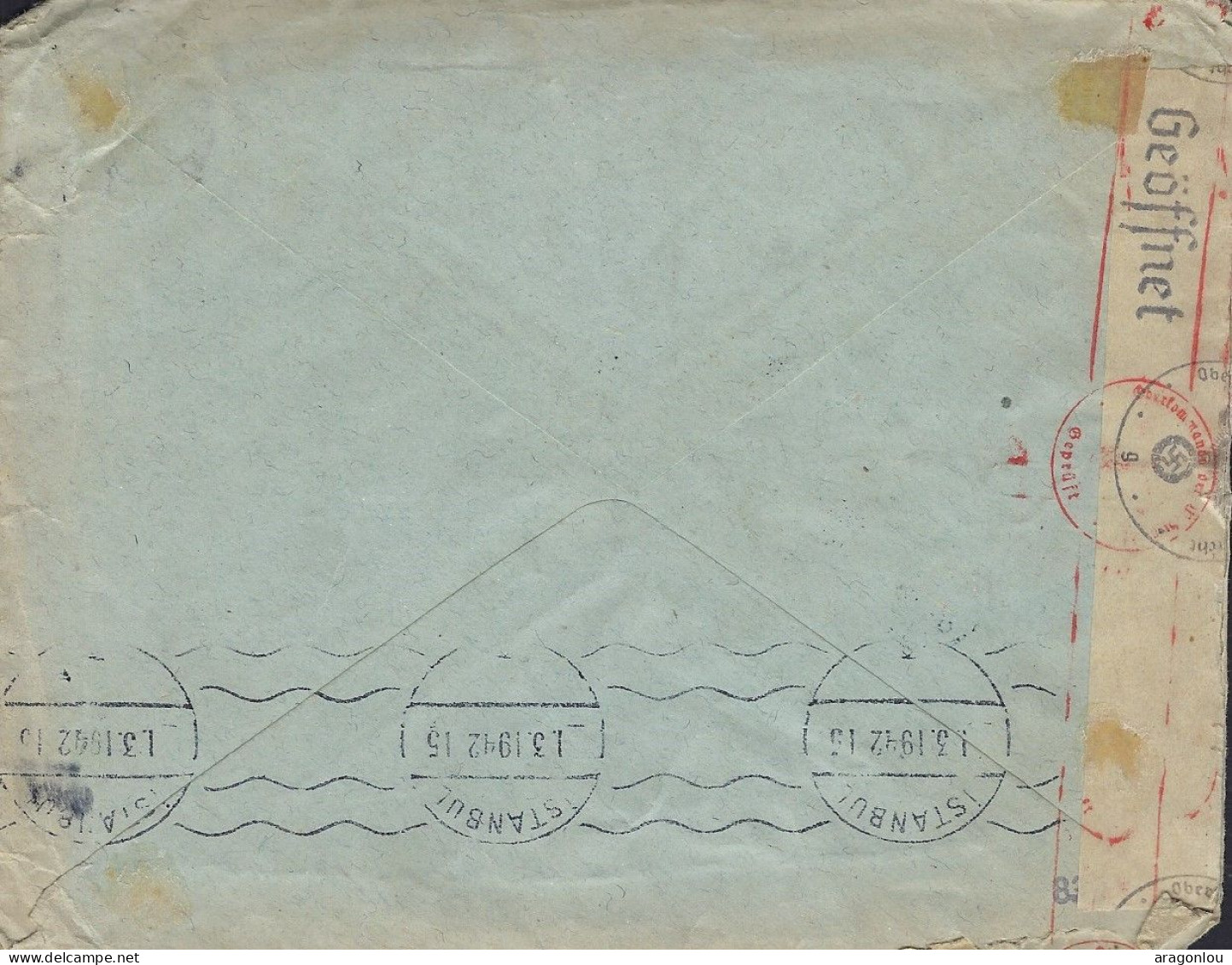 Occupation 2ième Guerre Mondiale  1942 - Lettre Sencure - Istanbul / Turquie Vers Saint - Etienne   France - 1939-45