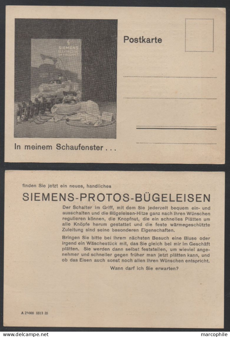 FER A REPASSER - ELECTROMENAGER - SIEMENS / 1930's ALLEMAGNE POTSDAM - CARTE POSTALE ILLUSTREE (ref 8443e) - Pubblicitari