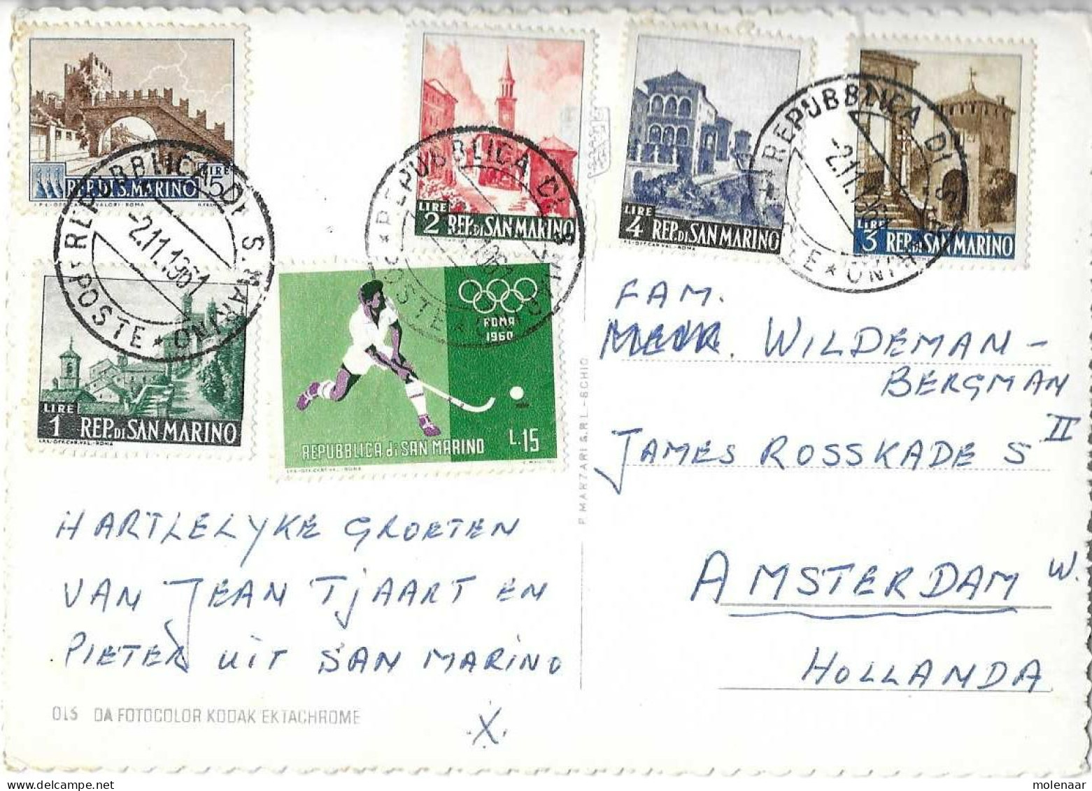 Postzegels > Europa > San Marino > 1940-59 > Kaart Uit 1951 Met 616900a Postzegels (16990) - Covers & Documents